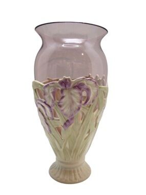 Lenox Lavender Glass & Ceramic Iris Vase